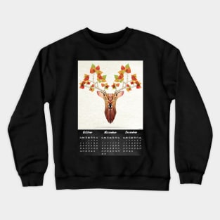 deer autumn calendar 2020 Crewneck Sweatshirt